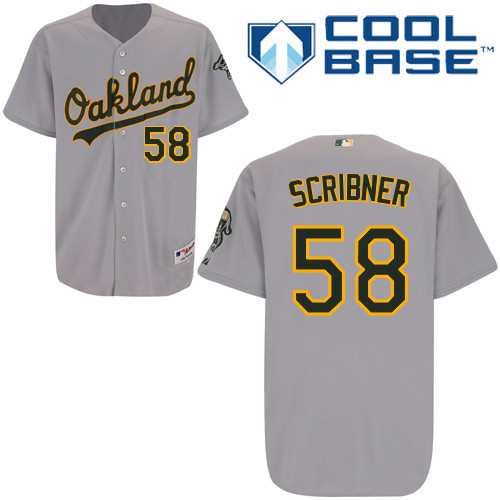 Evan Scribner #58 MLB Jersey-Oakland Athletics Men's Authentic Road Gray Cool Base Baseball Jersey
